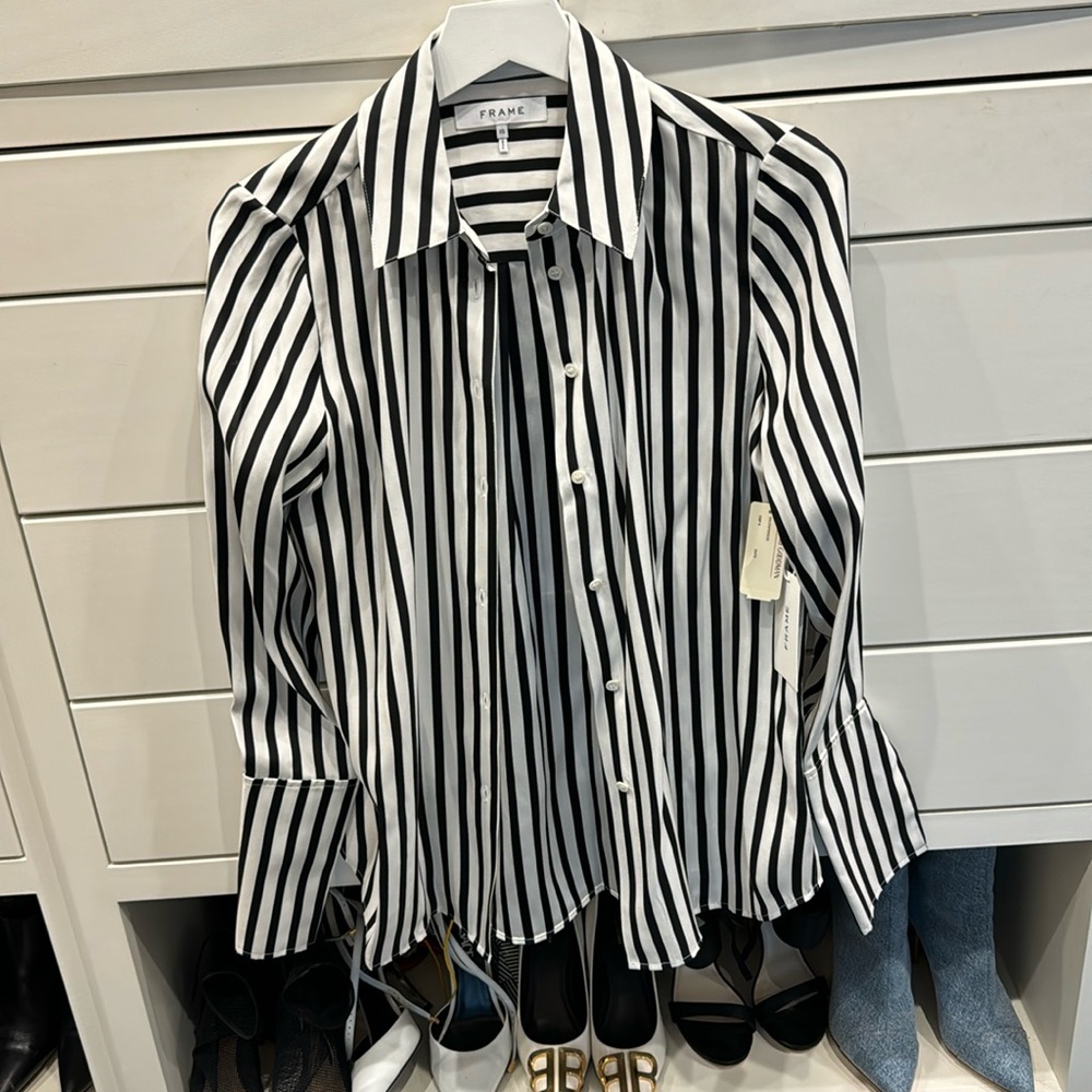 Frame black and white striped shirt